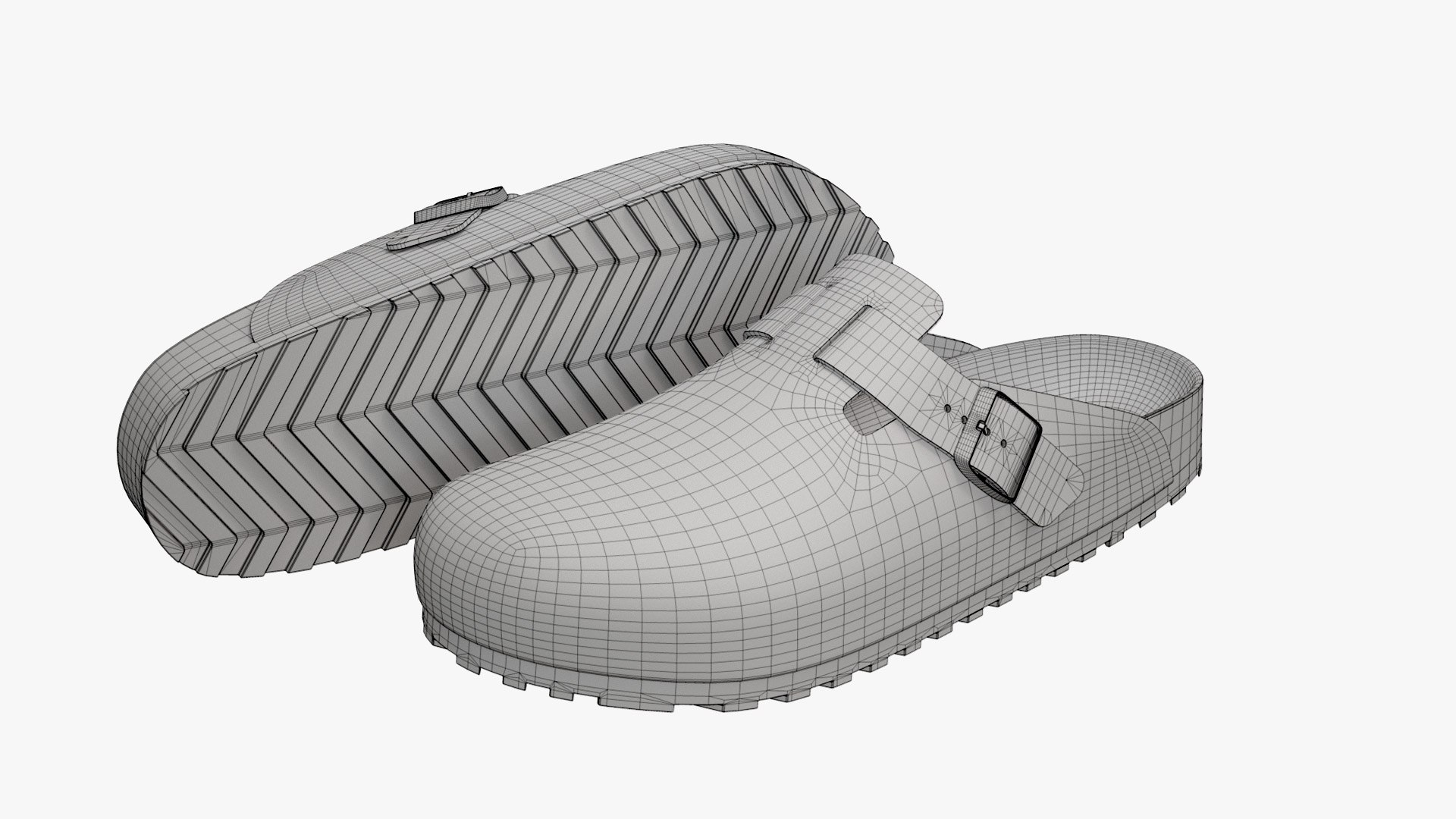 3D Model Clog Sandals Black Suede - TurboSquid 2142563