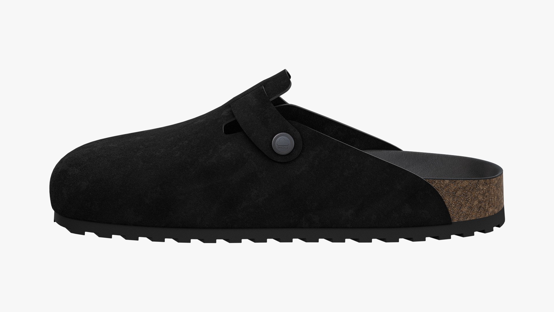 3D Model Clog Sandals Black Suede - TurboSquid 2142563