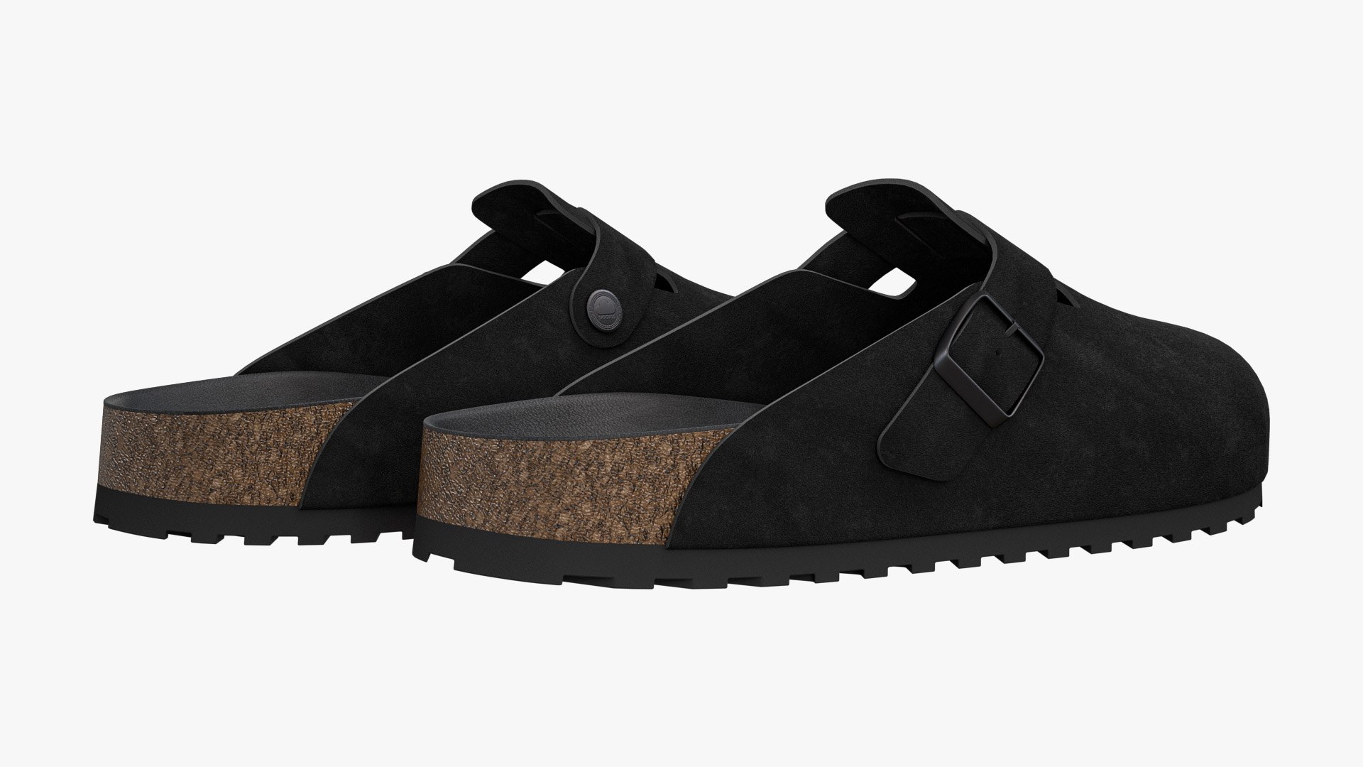 3D Model Clog Sandals Black Suede - TurboSquid 2142563