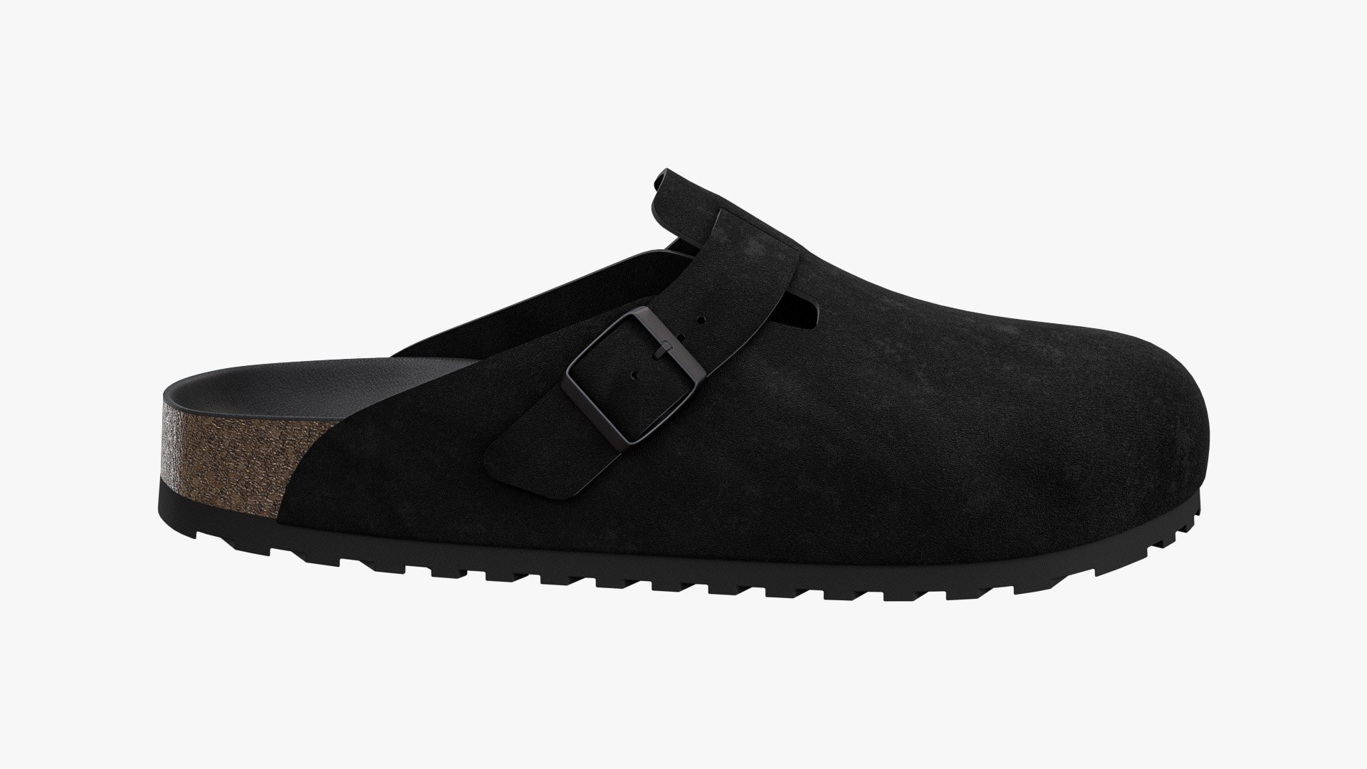 3D Model Clog Sandals Black Suede - TurboSquid 2142563
