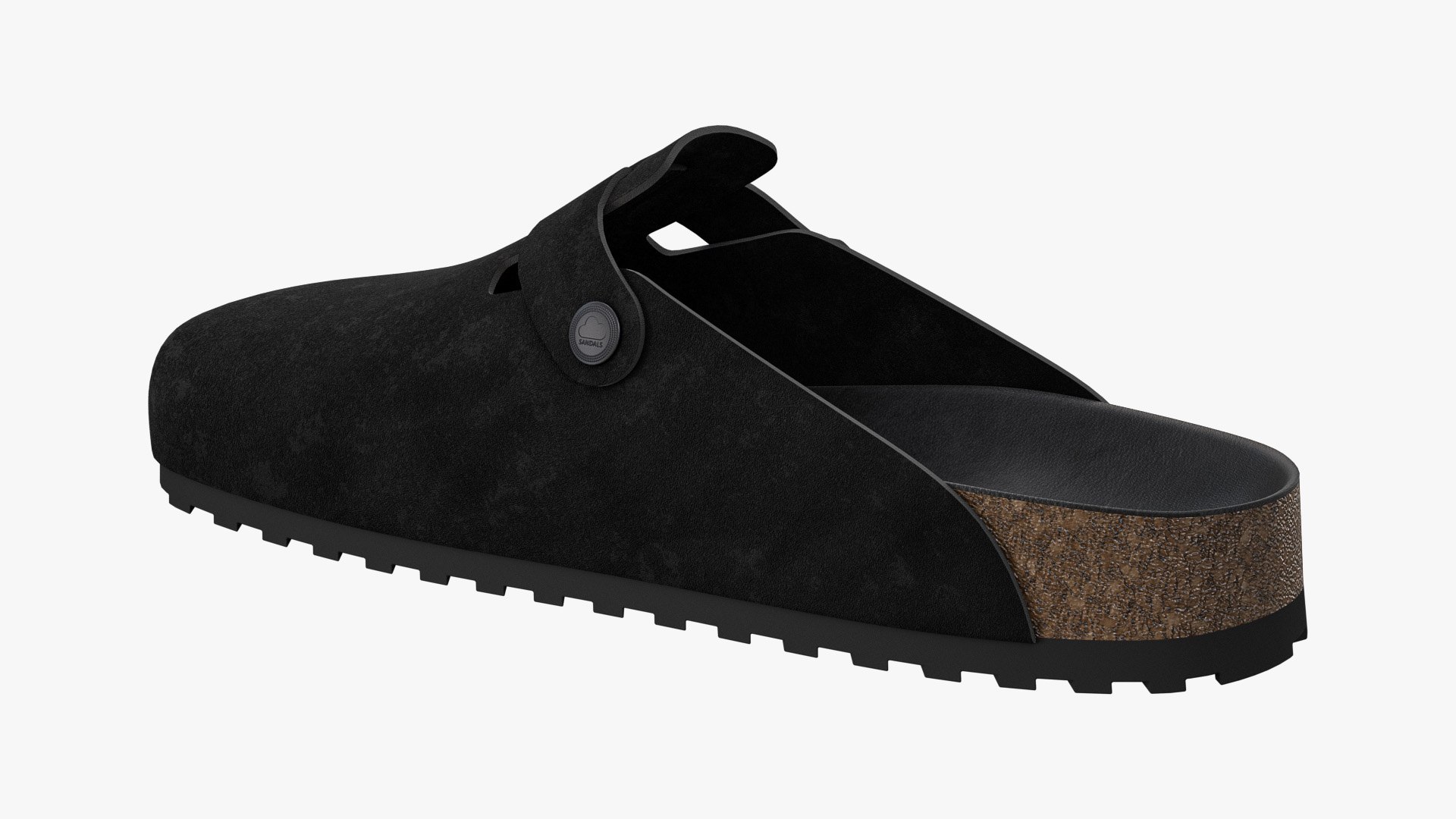 3D Model Clog Sandals Black Suede - TurboSquid 2142563