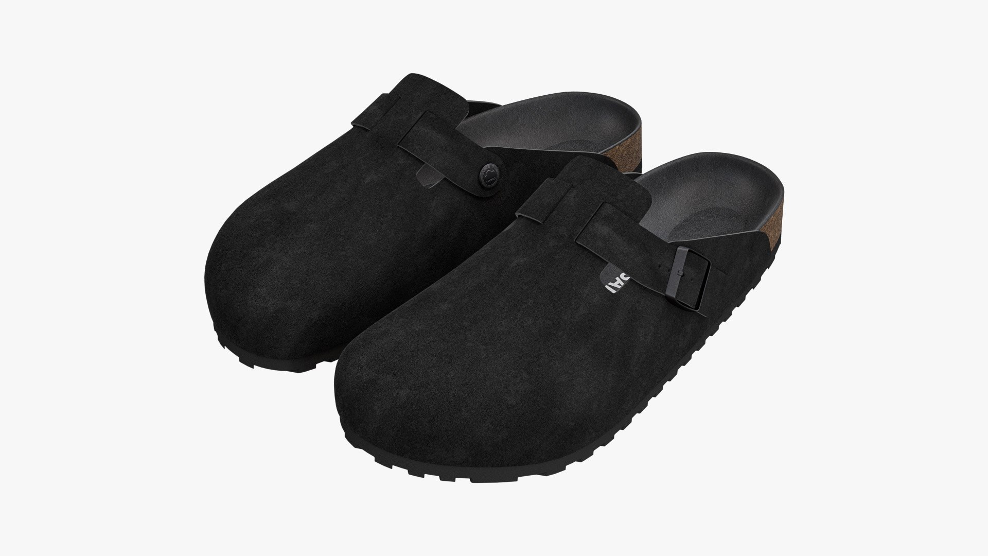 3D Model Clog Sandals Black Suede - TurboSquid 2142563