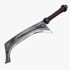 Fantasy Sword RPG Lombardian Cleaver Curved Blade Sword Sickle Siege Hook Knife Hatchet Seax 3D model