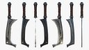 Fantasy Sword RPG Lombardian Cleaver Curved Blade Sword Sickle Siege Hook Knife Hatchet Seax