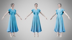 3D Dress 45 Vivid Cerulean