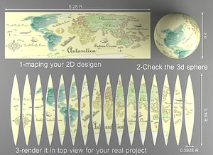 world map unfold texture 3d