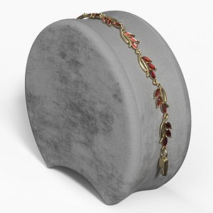Gold Bracelet with Gemstones on Stand 3D model