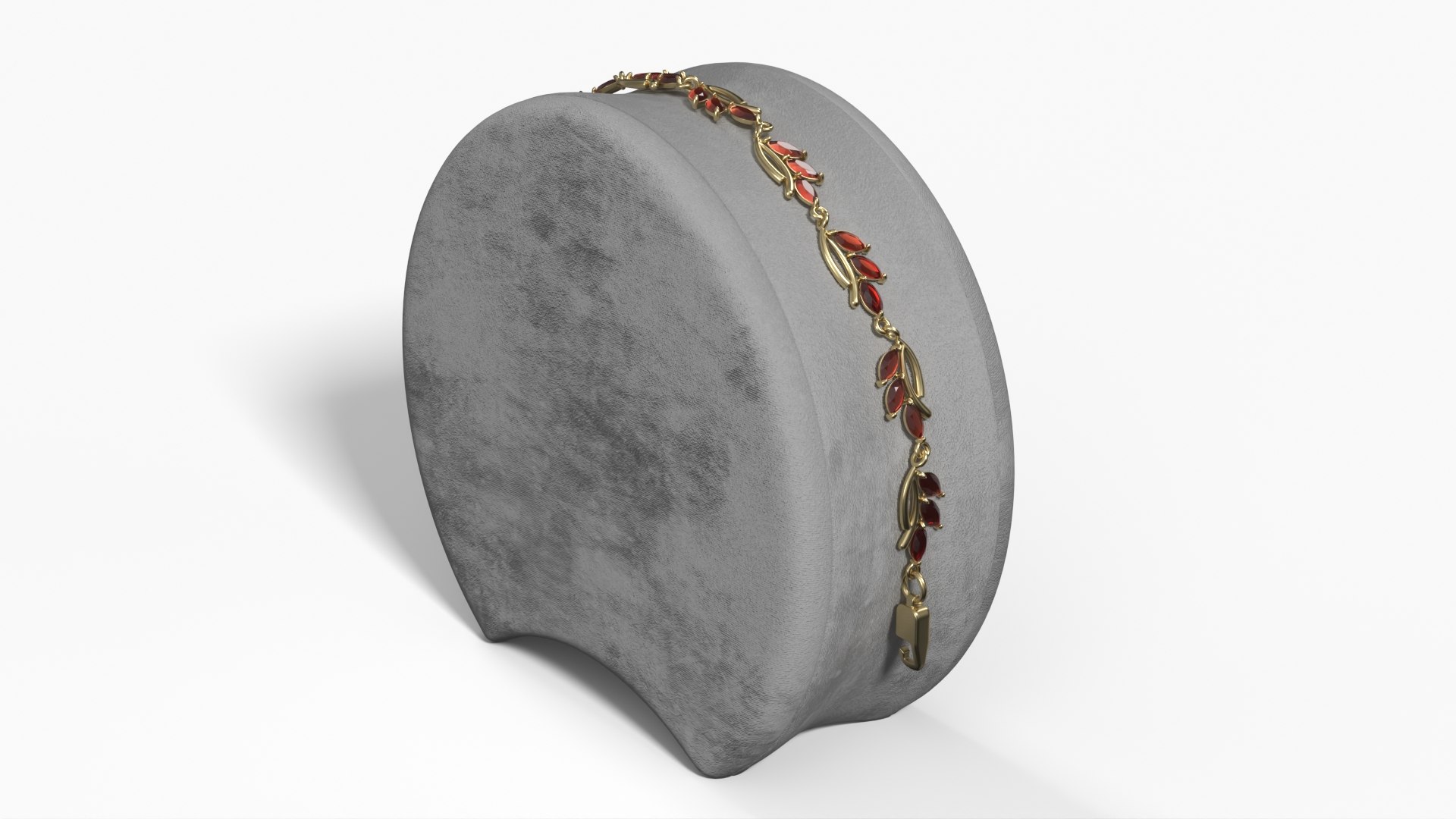 Gold Bracelet with Gemstones on Stand 3D model preview
