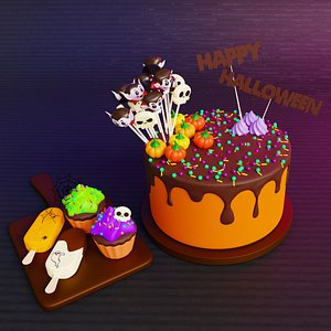 Halloween Cake Cupcakes 3D model
