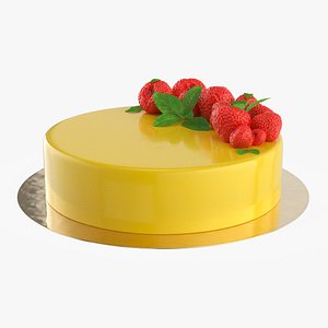 Berry Fruit Cake with Mirror Coating 3D