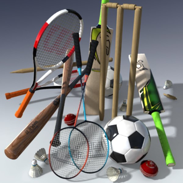 3d sports equipment pack model