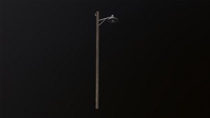 Wooden light pole 3D model