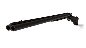Rigged Double Barrel Gun 3D model