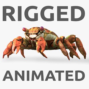 3D RED CRAB RIGGED ANIMATED
