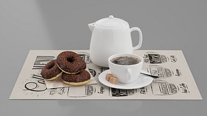 Coffee and Donuts 3D model