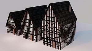 3D Medieval English Town House 3 Tiers V2