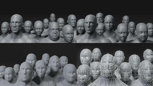 Human Body Base Mesh 40 Models Pack 3D model