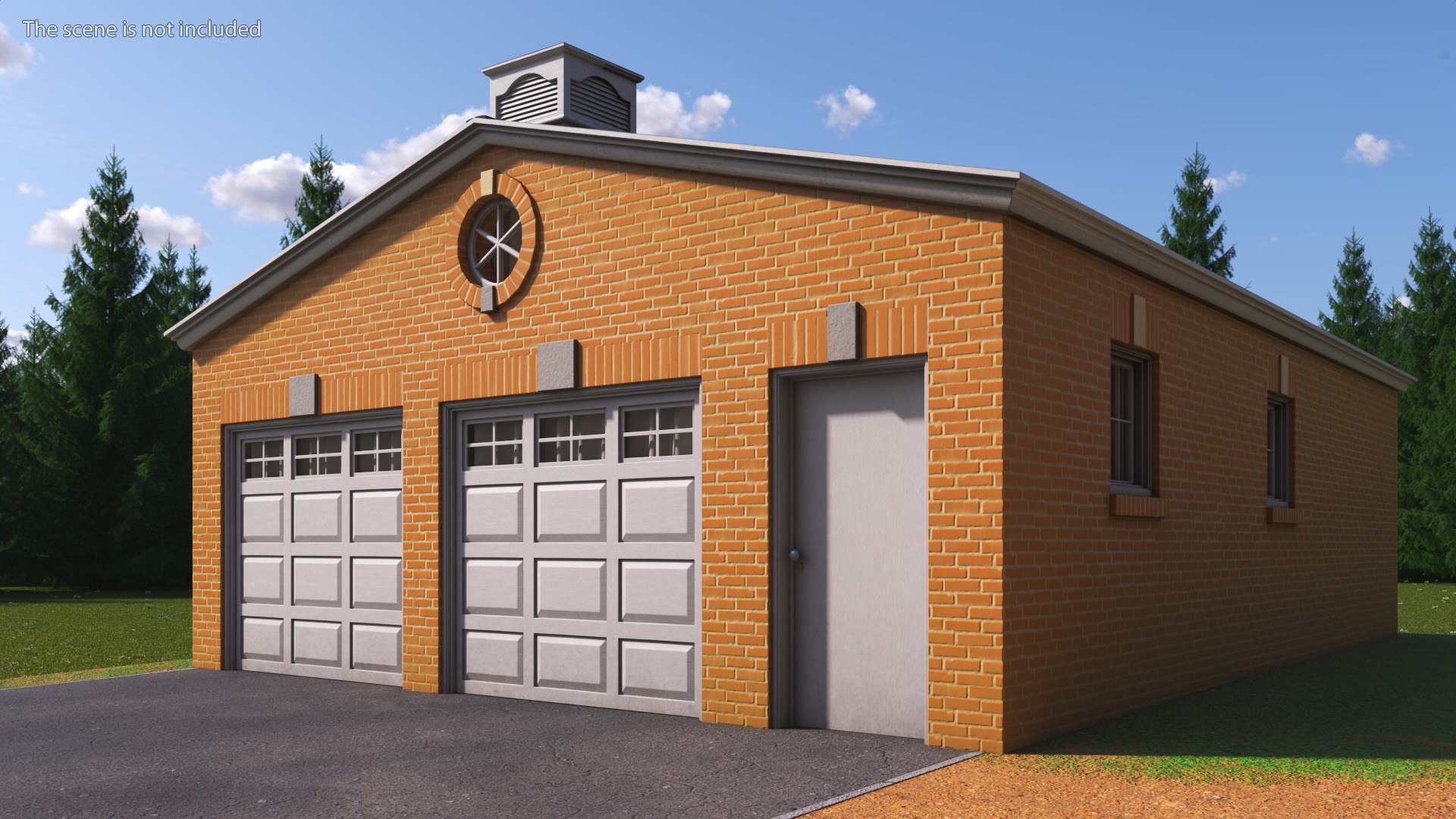 3D Brick Style Dual Garage Model - TurboSquid 2388646