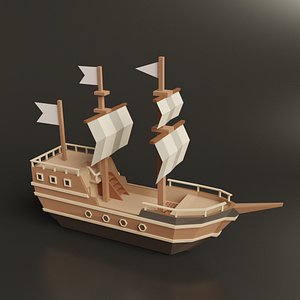3D Pirate ship low-poly