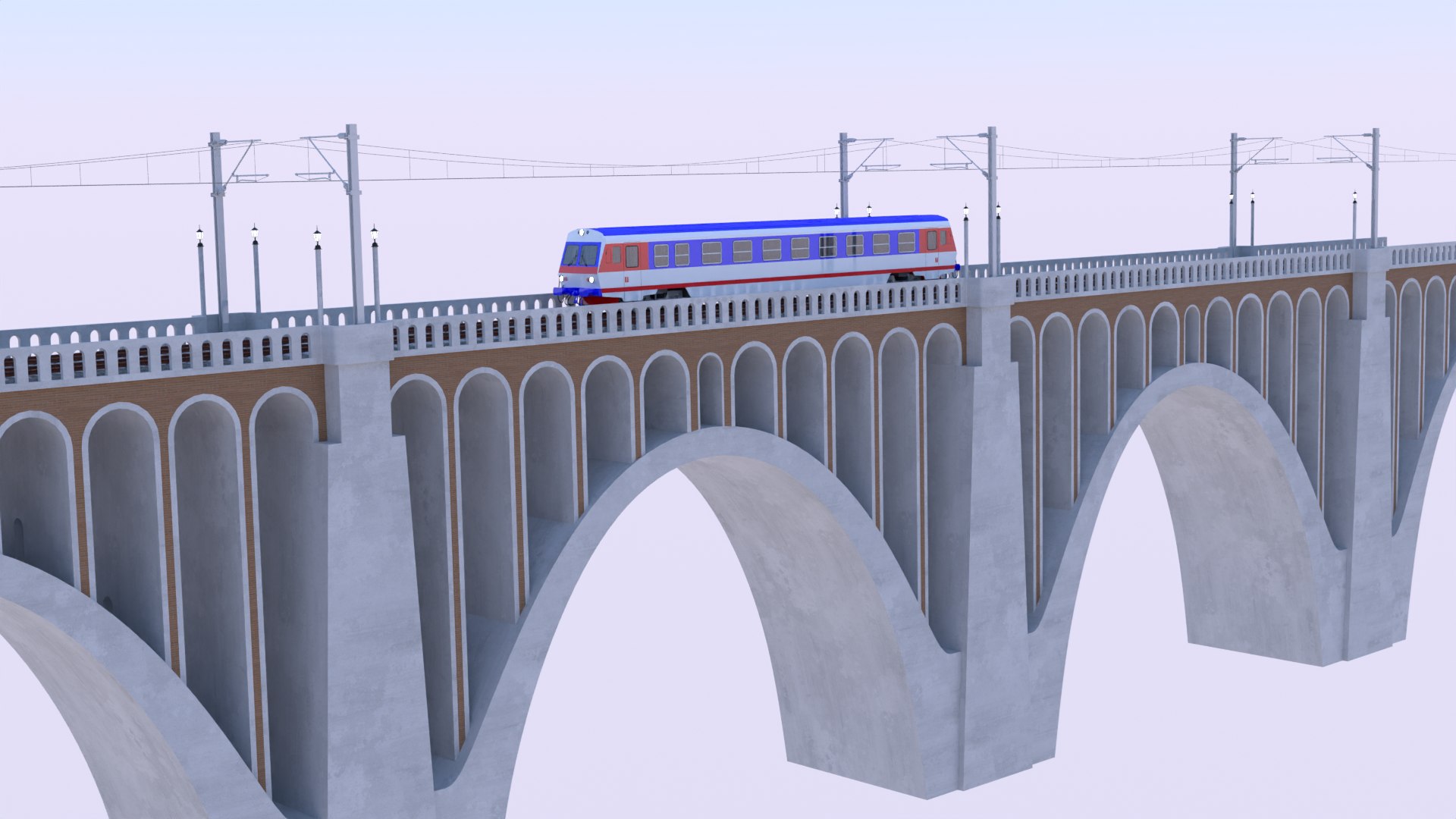 Viaduct With Diesel Train 3D Model - TurboSquid 2379088