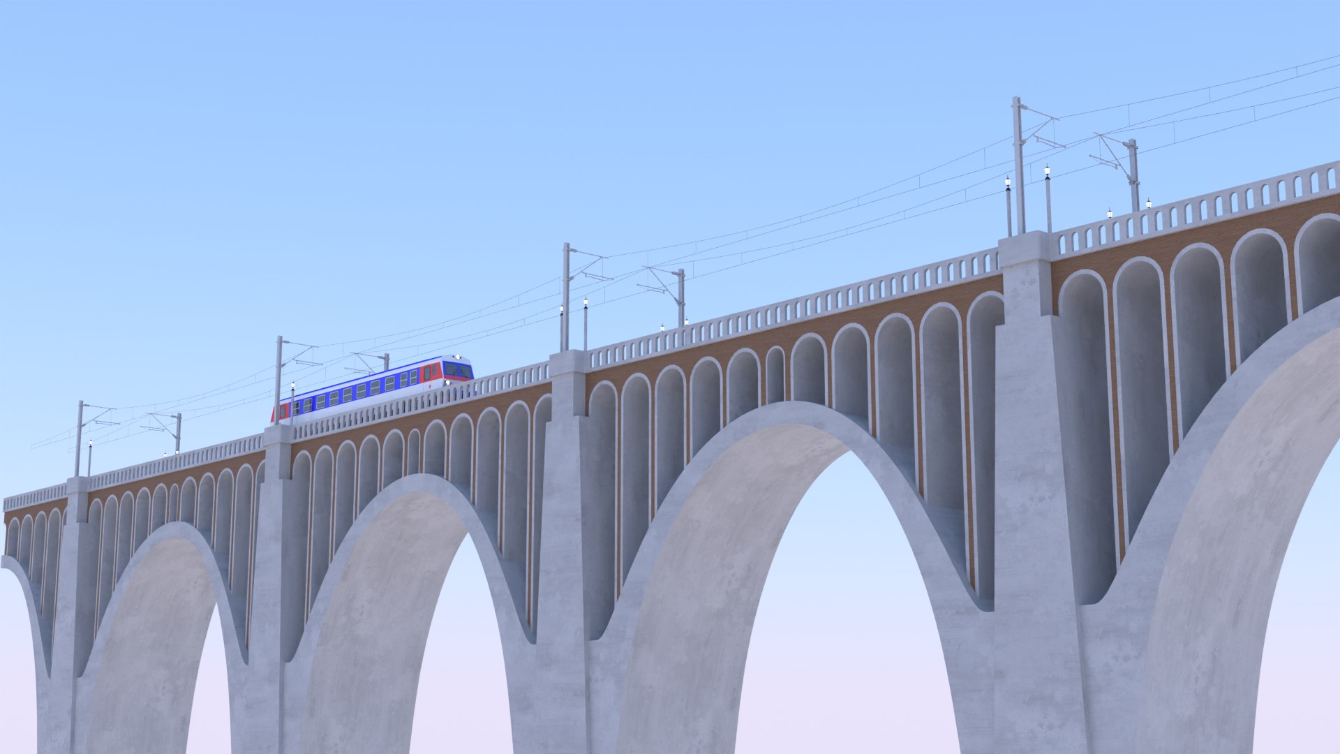 Viaduct With Diesel Train 3D Model - TurboSquid 2379088