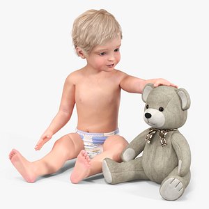 Kid Playing with Teddy Bear