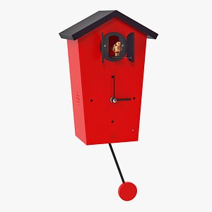 3D model automated cuckoo clock red