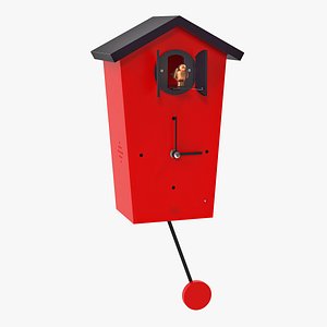 Automated Cuckoo Clock Red Rigged 3D Model