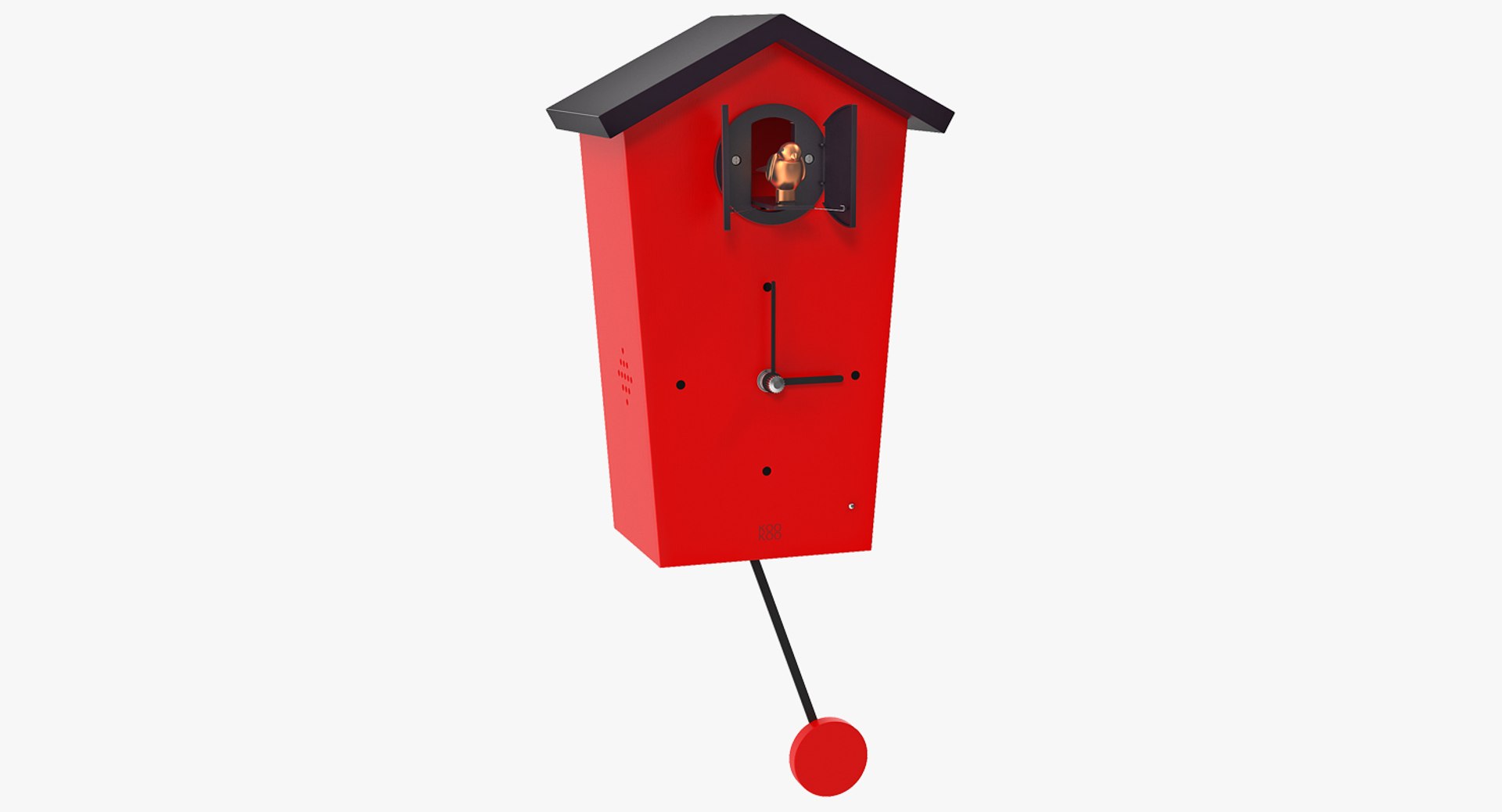 Automated Cuckoo Clock Red Rigged 3D Model preview