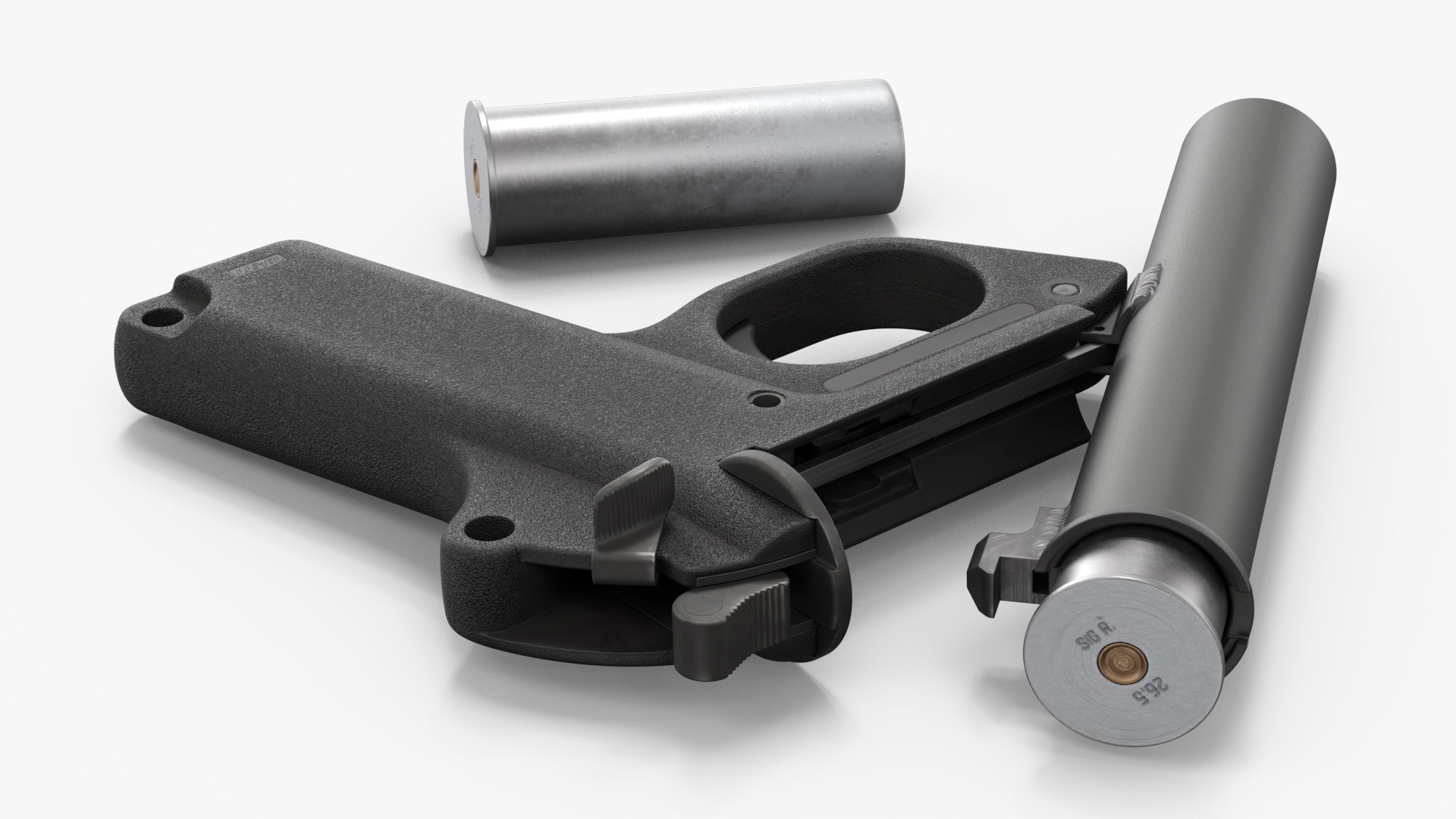 Unloaded Signal Pistol with Green Flare Cartridge 3D model preview