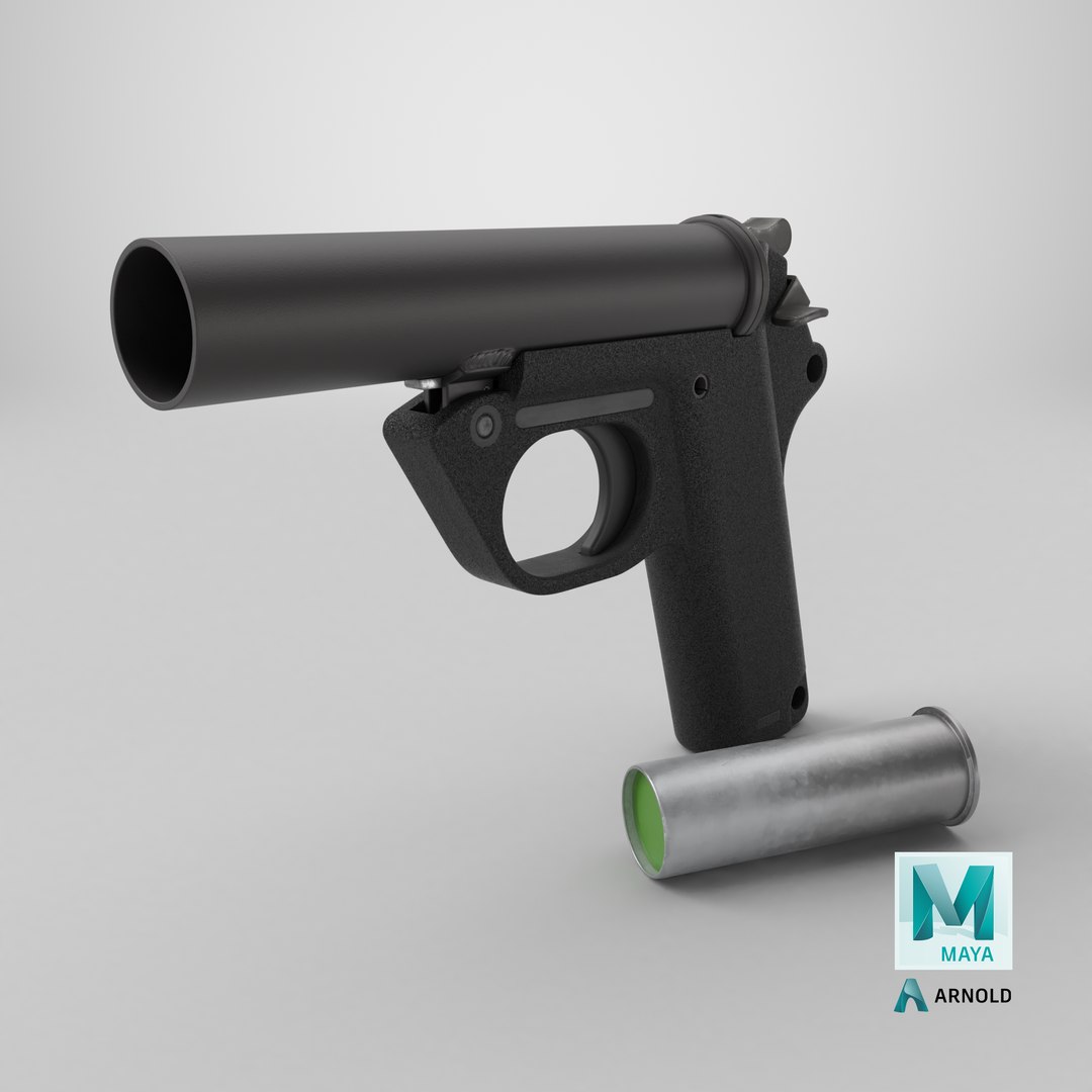 Unloaded Signal Pistol with Green Flare Cartridge model https://p.turbosquid.com/ts-thumb/tC/blsPFd/aO/stemcell_maya_arnold_render/png/1762791598/1920x1080/fit_q87/c86989c46ab0c7b24a8c184b434341a8053ff679/stemcell_maya_arnold_render.jpg