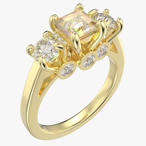 Princess  Trilogy Ring Straight Shank-TPSRD-ST 3D Print Model model