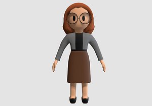 female cartoon teacher 3D model