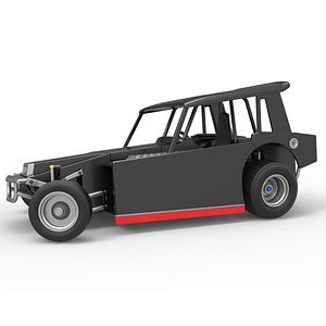 3D Vintage Dirt Modified stock car Version 6 while turning Scale 1 to 25