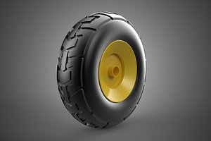 YELLOW WHEEL TREAD TIRE RIM AXLE HUB CART TROLLEY BARROW BEARING