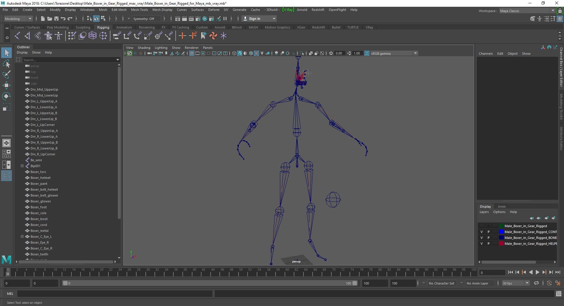 Male Boxer In Gear Rigged For Maya 3D - TurboSquid 2416499