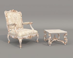 3D Classic European Style Coffee Table and Armchair 28 model