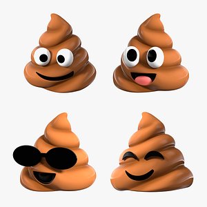 3D Smiling Faces Poop Emoji Collection