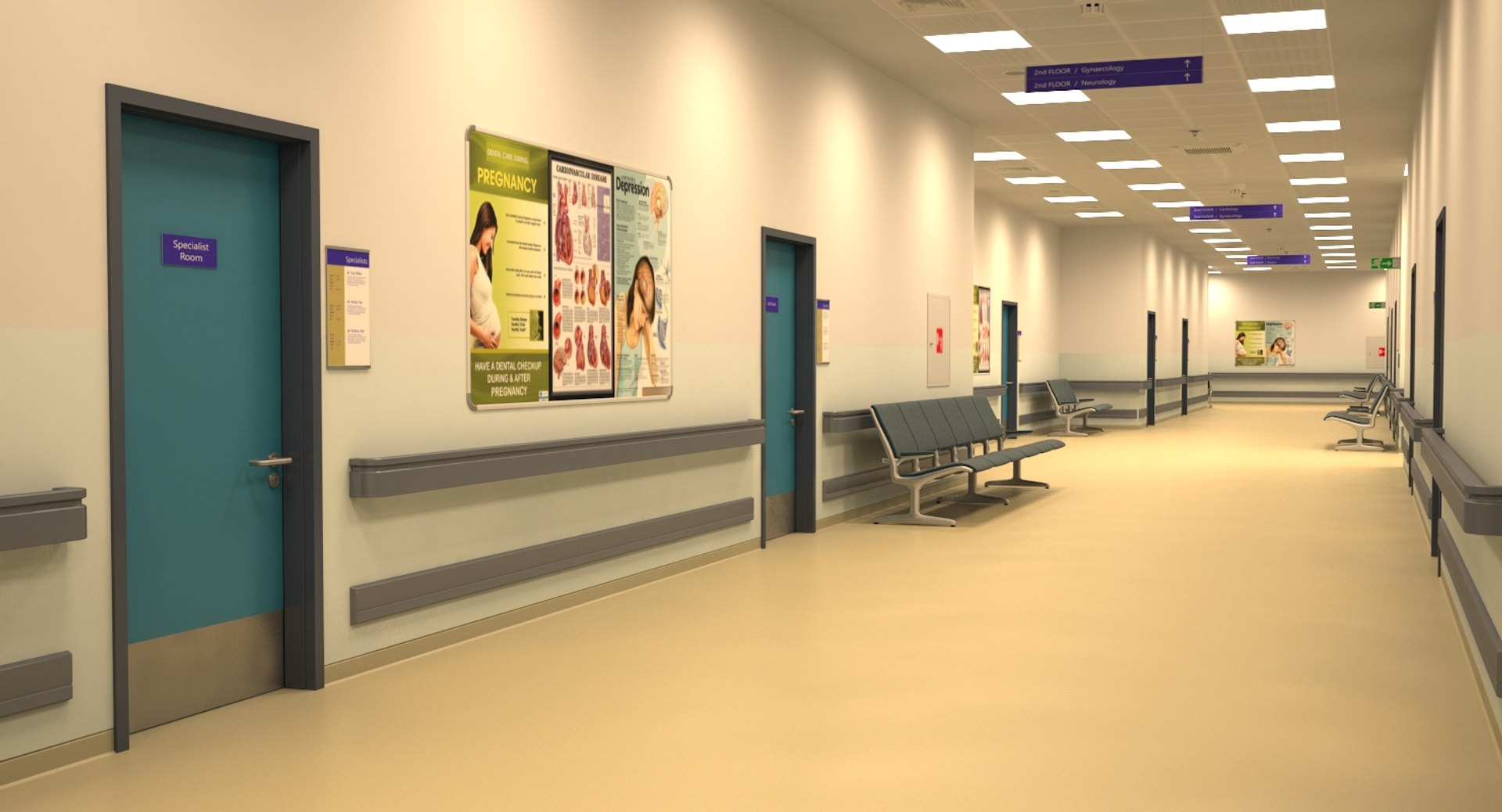 3D Model Hospital Corridor - TurboSquid 1197845