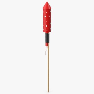 3D Red Firework Rocket