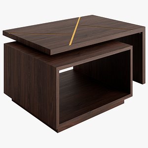 Walnut And Gold Inlay Mason Swivel Coffee Table