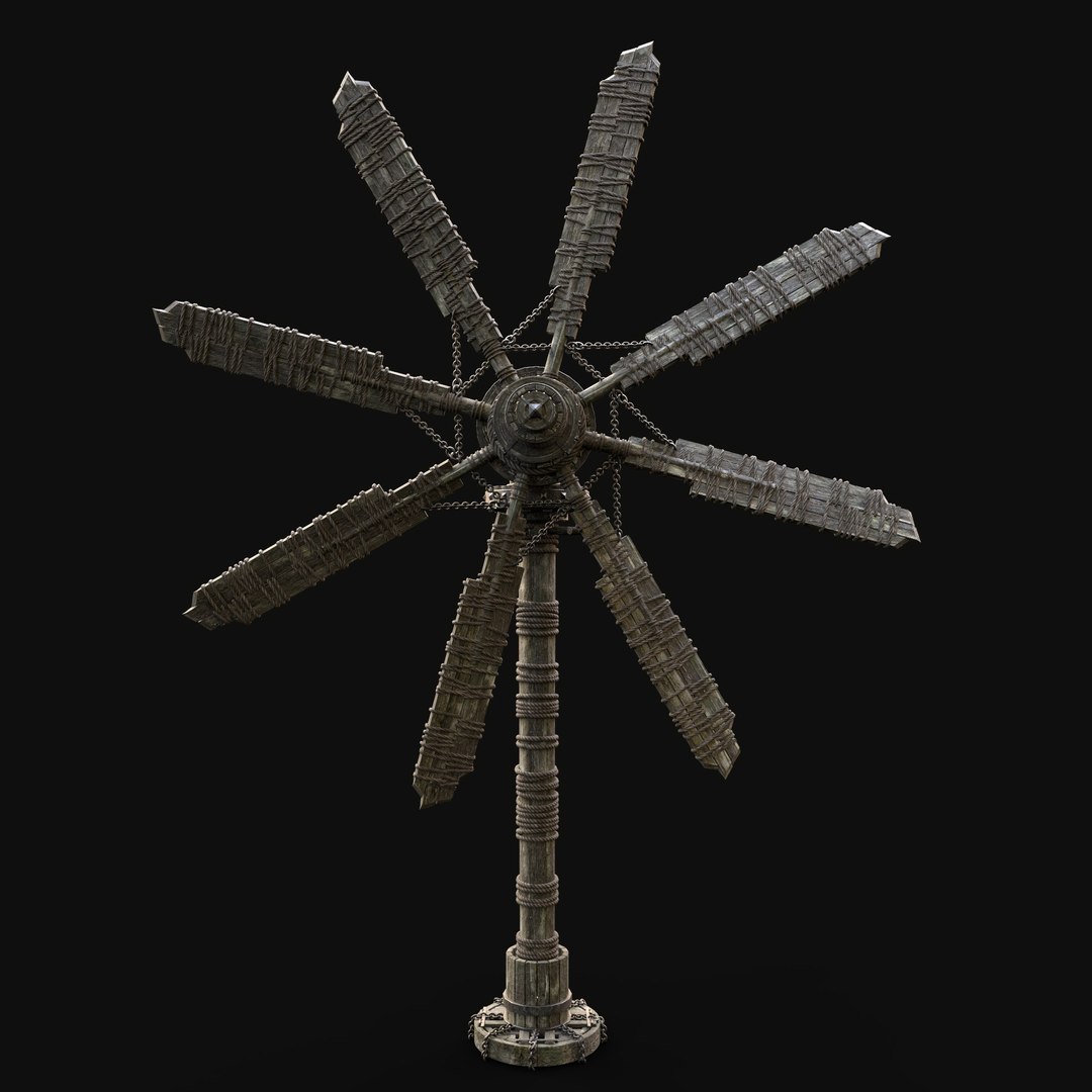 WINDMILL TURBINE MILL POWER PLANT GENERATOR MEDIEVAL AAA Model ...