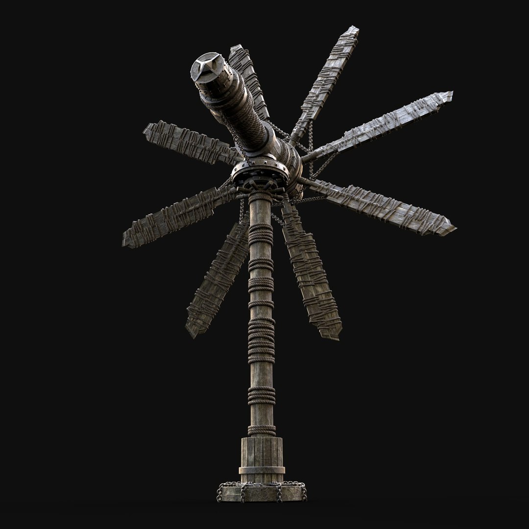 WINDMILL TURBINE MILL POWER PLANT GENERATOR MEDIEVAL AAA Model ...