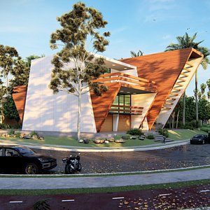 3D modern building villa model