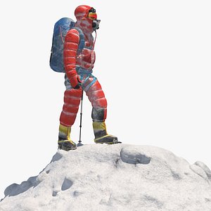 Snow Covered Climber on Snow Peak