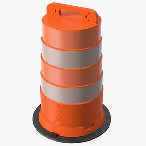 Traffic Safety Barrel with Reflective Stripes 3D model