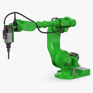 Robotic Arm for Precision Drilling Green Rigged for Cinema 4D 3D