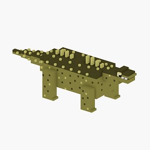 Cute voxel art dinosaur low poly