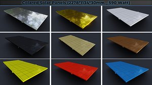 3D Colared Solar Panels model