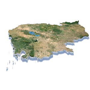 Cambodia Terrain Map